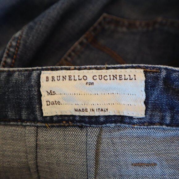 Brunello Cucinelli Jeans Monili Track Blue Denim Wide Leg Relaxed 32x28 Size 6 - Picture 11 of 13